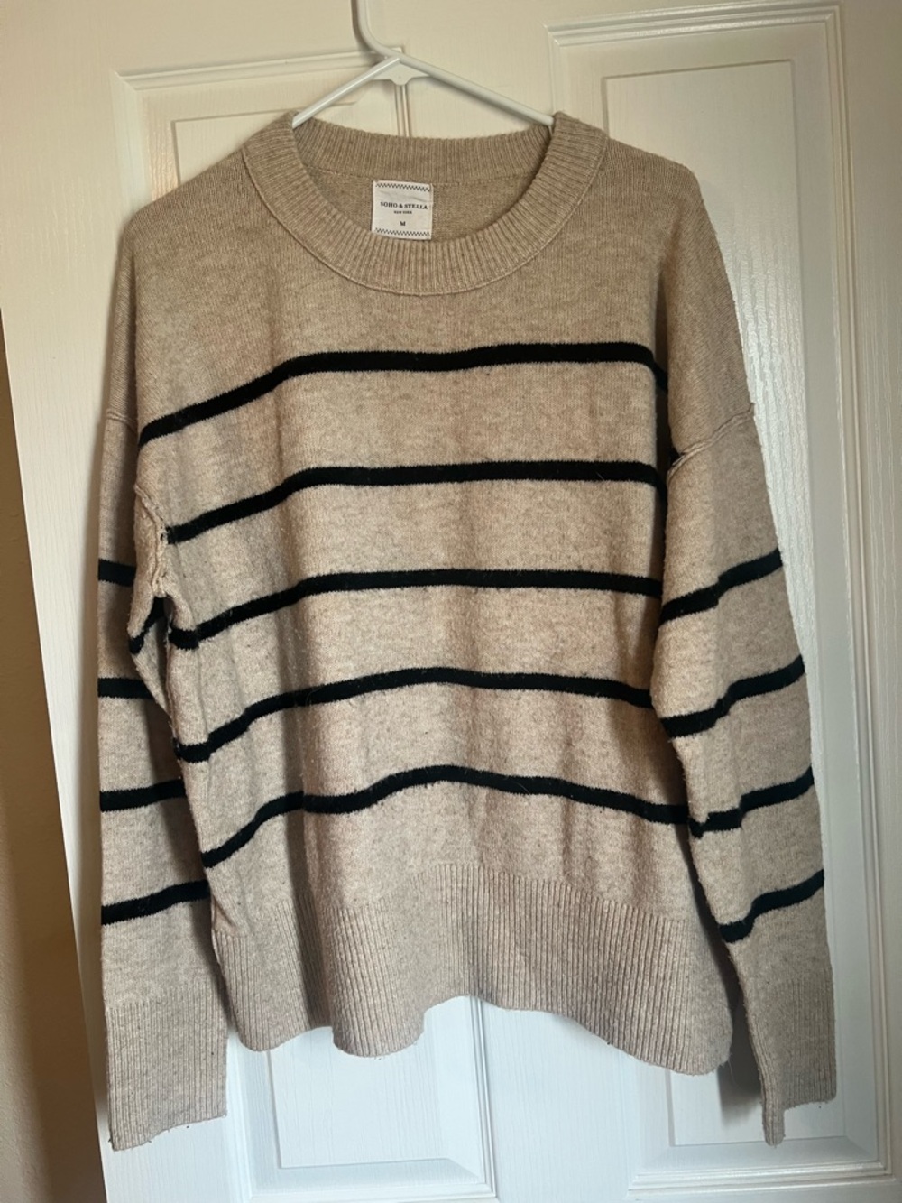 Women’s Cream Stripe Crewneck Sweater